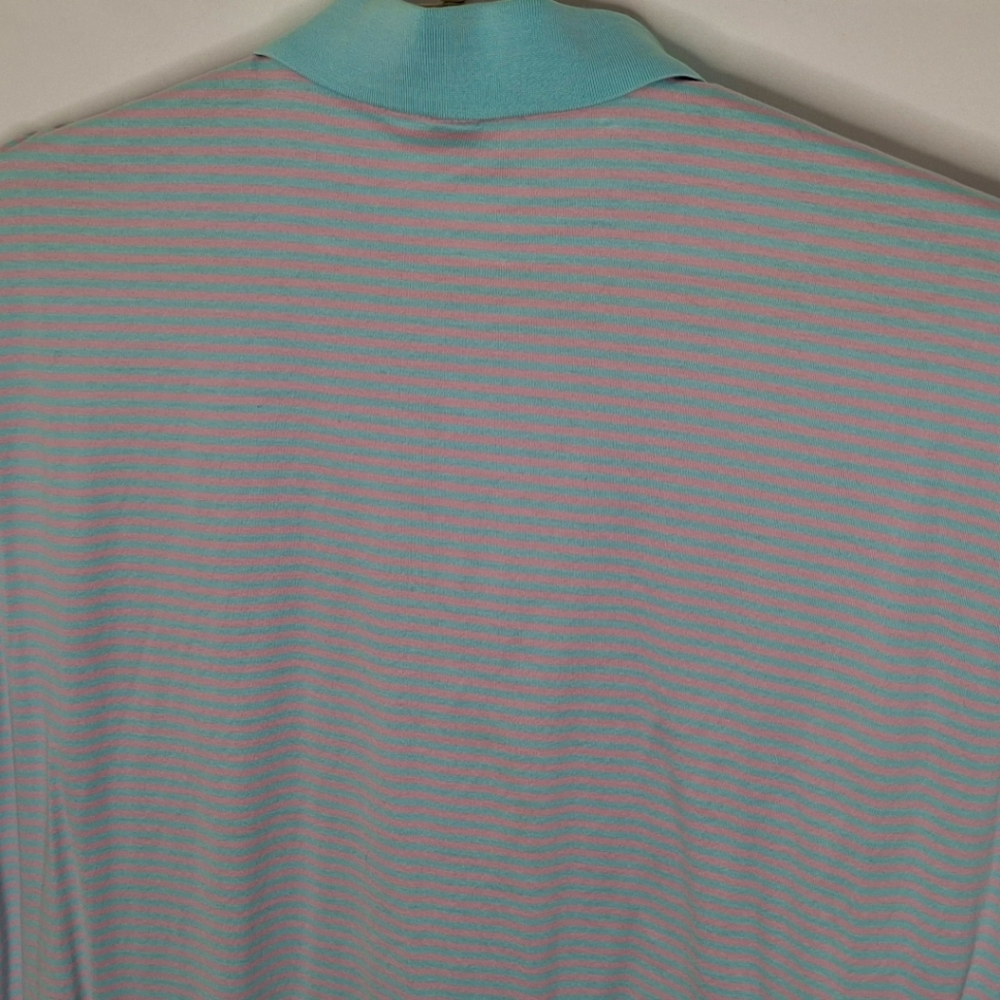 Peter Millar SS Striped Cotton Polo Shirt Large - Picture 10 of 12